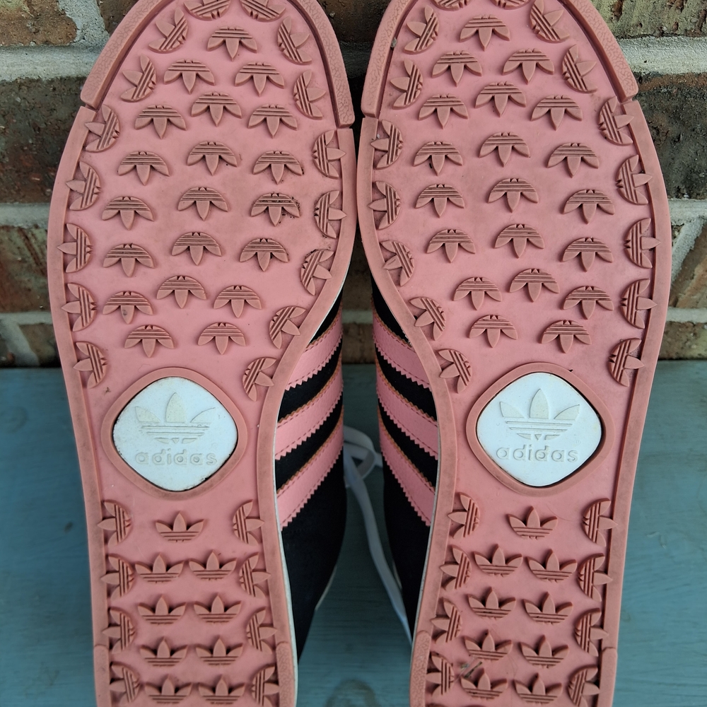 Adidas Samoa Trefoil Sneakers Black Pink Retro Trainers Women’s 8.5 Casual - Picture 7 of 12